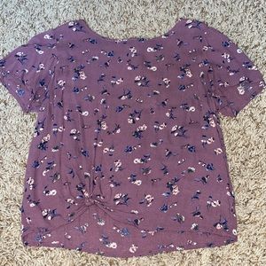 purple blouse with flowers